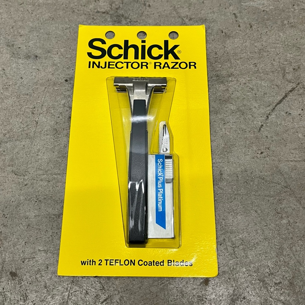 Vintage Schick Injector Razor - Black Handle with Yellow Packaging NOS